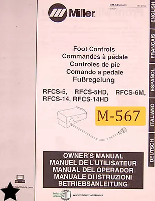 Miller RFC-5 RFCS-5HD RFCS-6M RFCS-14 RFCS-14HD Foot Control Ops Wiring Manual • $36