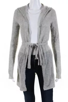 Martin + Osa Womens Cashmere Open Front Long Sleeve Hooded Cardigan Gray Size XS • $48.79
