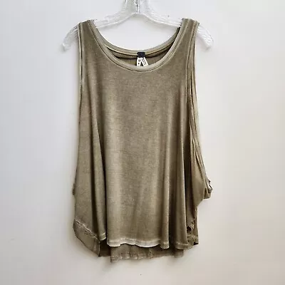 We The Free Tank Women Medium Olive Boho Lounge Oversized Little Rock Muscle Tee • $24.99