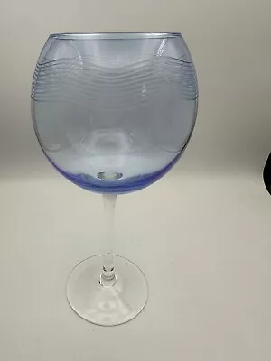 Mikasa Red Wine Balloon Swirl Stripe Wine Glass 9  Etched Blue • $10.99