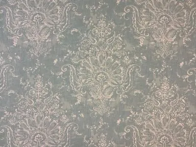 Laura Ashley Maddox Fabric Duck Egg Blue Floral Linen Curtain   Material Per M • £6