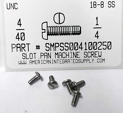 #4-40x1/4 Pan Head Slotted Machine Screws Stainless Steel (50) • $10.75