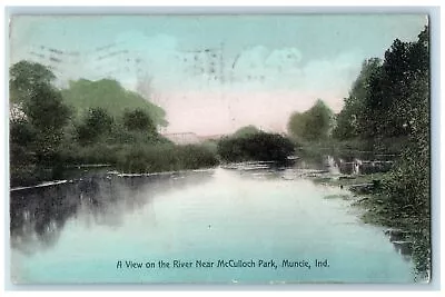 1909 A View On The River Near McCulloch Park Muncie Indiana IN Vintage Postcard • $14.98