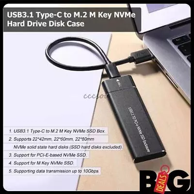 M.2 NVME TO USB Enclosure Type-C Storage Case Adapter SSD SATA External New • $17.47