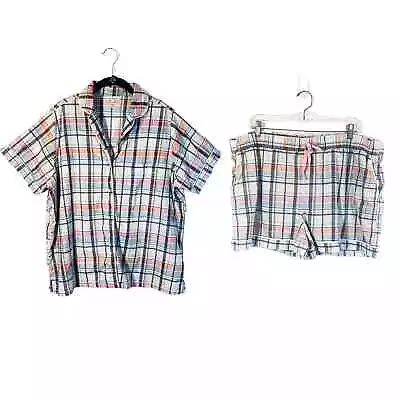 Vera Bradley 2X Cotton Check Plaid Pajama Short Set Pockets  • $31.99