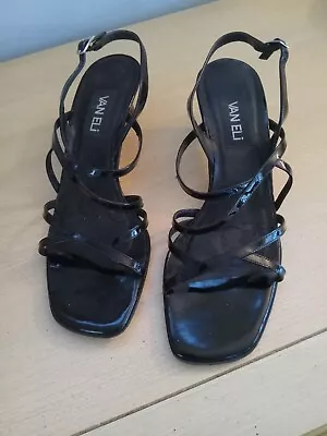 VANELI Black Patent  Sling Back Strappy 2   Kitten Heel Sandals Size 9 S In Box • $15