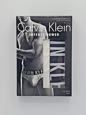 2010's CALVIN KLEIN INTENSE POWER Mens White Hip Briefs L Vintage Underwear • $39.99