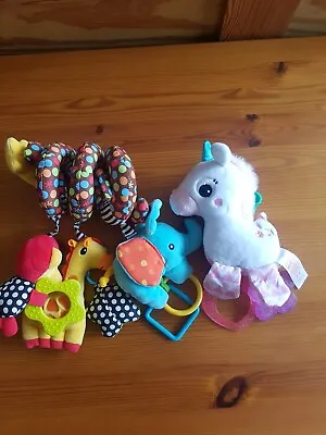 2 Pram Toys. Bright Starts Clip On Unicorn And Zoo Themed Spiral. Good Condition • £2.99