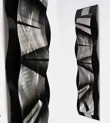 Modern Abstract Metal Wall Sculpture Art Black & Silver Painting Home Decor New • $110