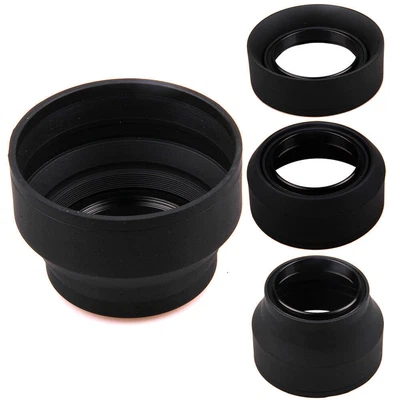 $16.49 • Buy 49mm 3 Stage Collapsible Rubber Foldable Camera Lens Hood For Sony Lens
