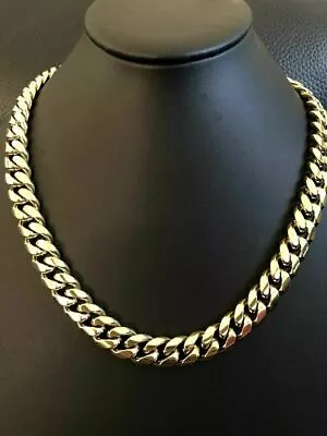 Mens Cuban Miami Link 20  Choker Chain 14k Gold Plated Stainless Steel 12mm 136g • $45.26