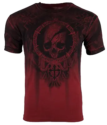 Xtreme Couture Affliction Men's T-Shirt SHADOW WALKER Red Biker Skull S-5XL • $24.99