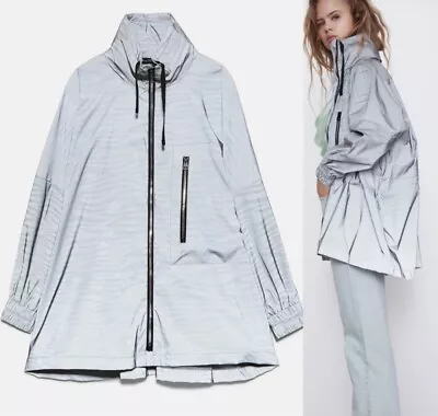 New Zara Reflective Raincoat Jacket Womens XS • $29.95