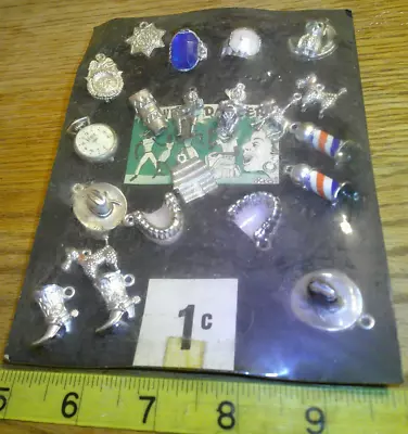 Original Vintage Display 1c Card Gypsy Danglers Charms Rings  #jd469 • $25