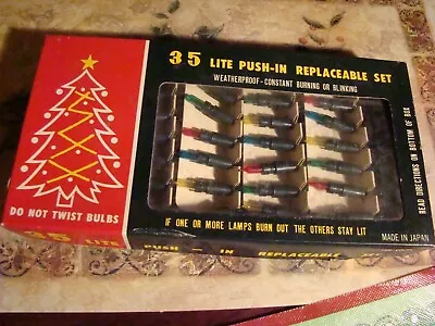 $9.99 • Buy Vintage 35 Lite Push In Replacement Christmas Tree Lights In Original Box Works!