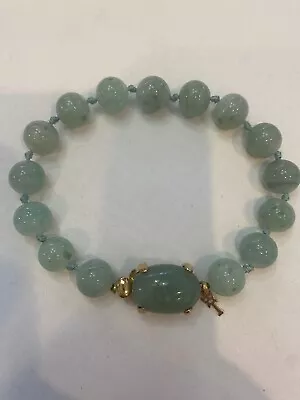 Vintage Crown Trifari Knotted Jade Green Glass Bead Bracelet 7.5”RARE FIND!!! • $59.99