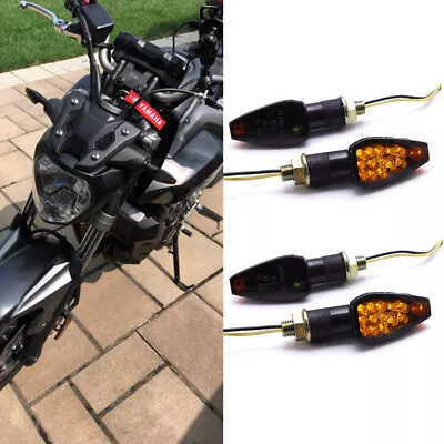 For Yamaha FZ07 FZ09 FZ6R 4X Motorcycle Bike LED Turn Signals Indicators Amber • $15.50