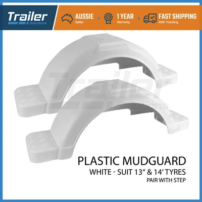 $57.73 • Buy 2X Trailer Mudguard White Plastic Pair Suit 13  /14 Wheels Boat Caravan Atv