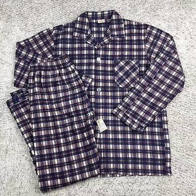 Vintage Sears Pajamas Mens Medium Shirt Pants Set Men's Store Plaid Button NWOT • $38.89