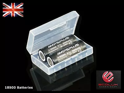 2x Ampsplus 18500 1500mAh Battery 3.7V IMR 15A 25A Flat Rechargeable Batteries • £10.99