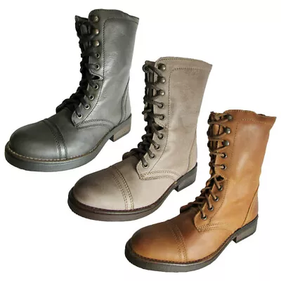 Steve Madden Womens Munch Leather Military Style Boot • $65.62