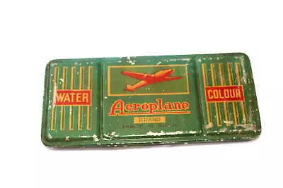 Vintage 1950's Child's Tin Litho Toy Paint Box Watercolor Airplane India • $35.99