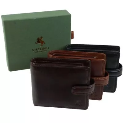 Mens Italian Leather Stylish RFID Tabbed Wallet By Visconti Tuscany Range • $84.84