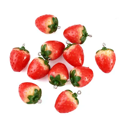 £7.91 • Buy 10pcs Red Resin Strawberry Pendants Charms Smooth Pendants Jewelry   28~29x20mm