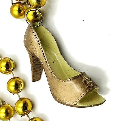 Golden Slipper Mardi Gras Bead Necklace Fleur De Lis New Orleans Shoes Party • $5.95