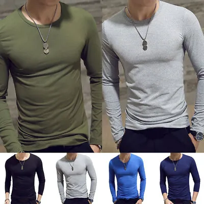 $9.19 • Buy Men's Long Sleeve Waffle Thermal Shirt Tee Crew Neck Layering Color & Size NEW