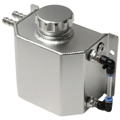 $47.60 • Buy Square Radiator Coolant Tank Bottle Overflow Reservoir Cap 1L Silver Aluminum 