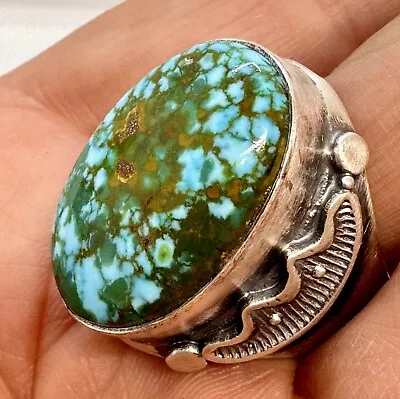 Navajo Men's Sonoran Gold Turquoise Ring SZ 11.5 Sterling Silver 20.2g Signed AT • $292.94