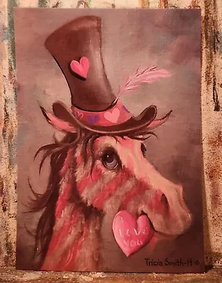 PRINT~Steampunk~i Love ~HORSE~Tophat~Whimsical~Valentine~Hand Painted~embellish  • $9