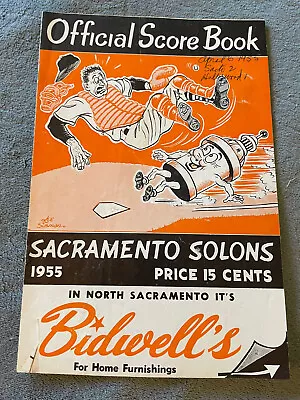 1955 Sacramento Solons Program Scorebook Pacific Coast League Baseball PCL Minor • $28.50