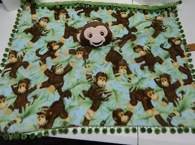 Monkey Lovey Plush Security Blanket Change Purse Balls Homemade Oversized 27  • $12.99
