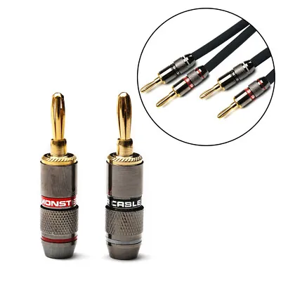 2PCS Gold Plated Banana Plugs Monster 24K Speaker Male Connector Plug New • $3.63