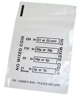 Coin Bagsplastic  No Mixed Coins Cash Retail Bag Money Bank Bags Change • £3.49