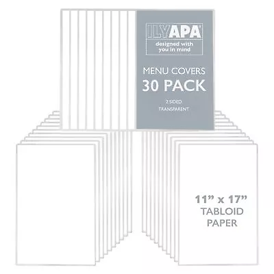 Restaurant Menu Covers 11 X 17 Inch - 30 Pack Single Page 2 View Clear Menu... • $66.36