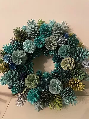 Large Snowy Christmas Wreath For Front Door XMAS Green Handmade • £25