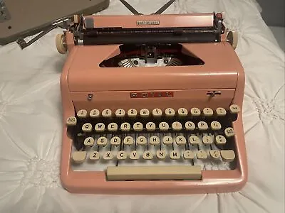 Vintage 1950's PINK Royal Quiet Deluxe Typewriter W/ Original Tweed Case  • $400