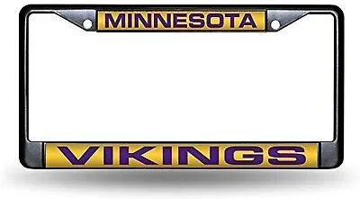 Minnesota Vikings Black Metal License Plate Frame Tag Cover Laser Acrylic... • $20.71