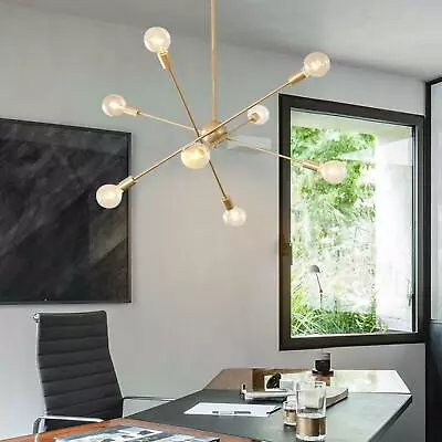 Gold Pendant 8 Light Fixture Mid Century Modern Living Room Sputnik Chandelier • $45