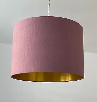 £39.50 • Buy Lampshade Mauve Textured 100% Linen Brushed Gold Drum Light Shade