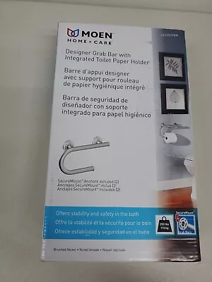 $34.98 • Buy Moen Home Care Designer Grab Bar Toilet Paper Holder Brushed Nickel LR2352DBN