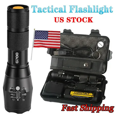 Super Bright 50000LM Genuine LED Zoomable Tactical Flashlight Military Torch USA • $19.99