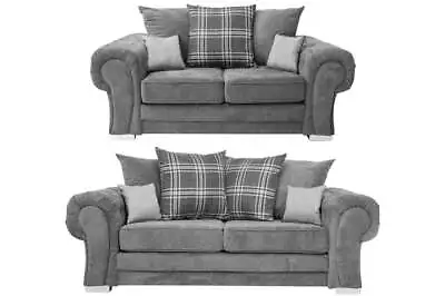 Verona Sofa Set | 3+2 Seater | Grey With Free Footstool • £329