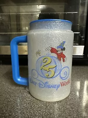 Walt Disney World 25th Anniversary Refillable Glitter Mug Mickey Mouse Fantasia • $7.99