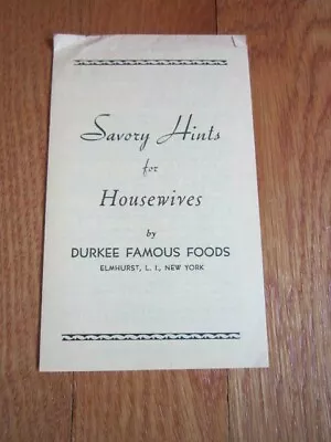 Vintage Durkee Famous Foods Spice Hints Sheet Small Ideas Suggestions Cooking • $12.95