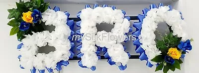 BRO Artificial Silk Funeral Tribute Any 3 Letter Name Flower Wreath MUM NAN DAD • £44.99