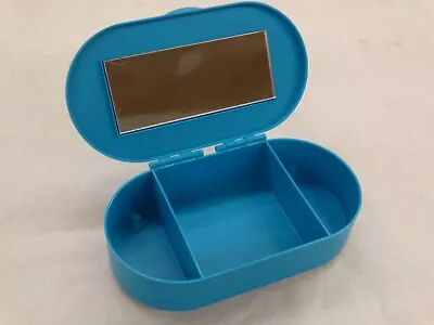Vintage Blue Mini Caboodles Make Up / Dress Up Jewelry Case With Mirror • $19.85